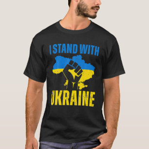 I Stand With Ukraine Ukrainian Flag Rise Fist Free T-Shirt