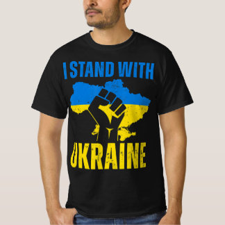 I Stand With Ukraine Ukrainian Flag Rise Fist Peac T-Shirt