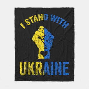 I Stand With Ukraine Ukrainian Flag Support Fleece Blanket