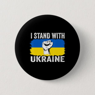 I Stand With Ukraine Ukrainian Flag Support Ukrain 6 Cm Round Badge