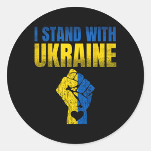 I Stand With Ukraine Ukrainian Flag Support Ukrain Classic Round Sticker