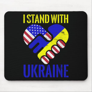I Stand With Ukraine Ukrainian Flag Us Flag Ukrain Mouse Pad