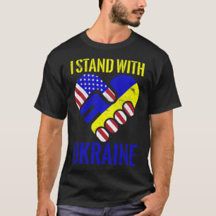 I Stand With Ukraine Ukrainian Flag Us Flag Ukrain T-Shirt