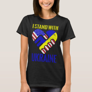 I Stand With Ukraine Ukrainian Flag Us Flag Ukrain T-Shirt