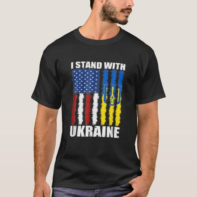 I Stand With Ukraine Ukrainian Lover Support Ameri T-Shirt (Front)