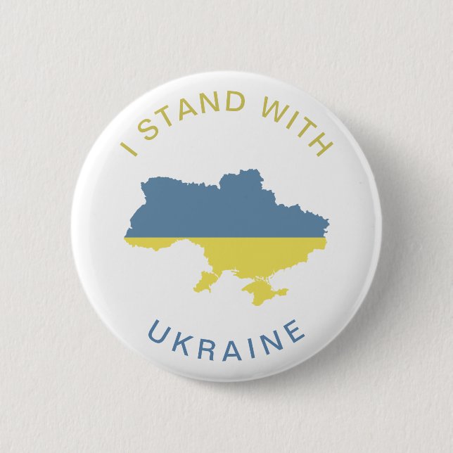 I Stand with Ukraine Ukrainian National Flag Map  6 Cm Round Badge (Front)