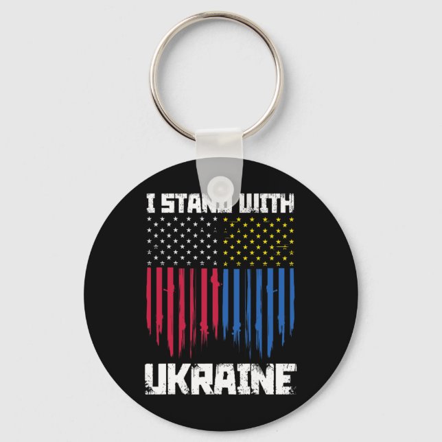 I Stand With Ukraine Ukrainian Pride 2  Key Ring (Front)