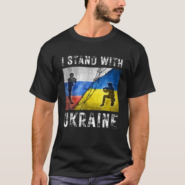 I Stand With Ukraine Ukrainian Support American US T-Shirt (Front)