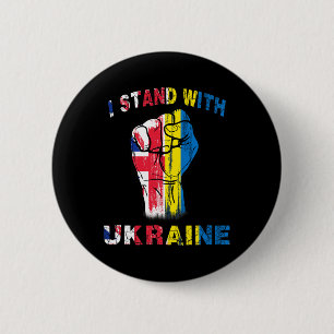 I Stand With Ukraine United Kingdom Uk Flag  6 Cm Round Badge