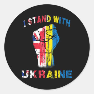 I Stand With Ukraine United Kingdom Uk Flag Classic Round Sticker