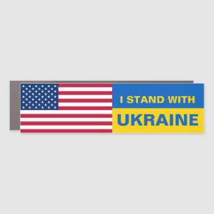 I Stand With Ukraine USA American Flag Solidarity  Car Magnet