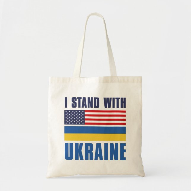 I Stand With Ukraine USA Tote Bag (Front)