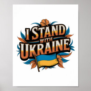 I Stand With Ukraine' Vintage Patriotic Support De Poster