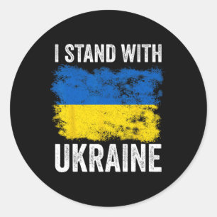 I Stand With Ukraine Vintage Ukrainian Flag Pride Classic Round Sticker