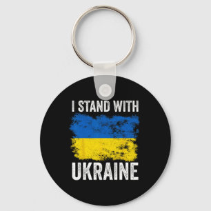 I Stand With Ukraine Vintage Ukrainian Flag Pride Key Ring