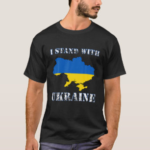 I Stand With Ukraine With Map And Flag T-Shirt
