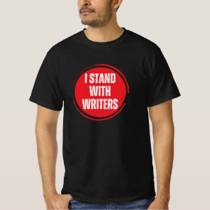 I stand with writers red logo with white text T-Shirt