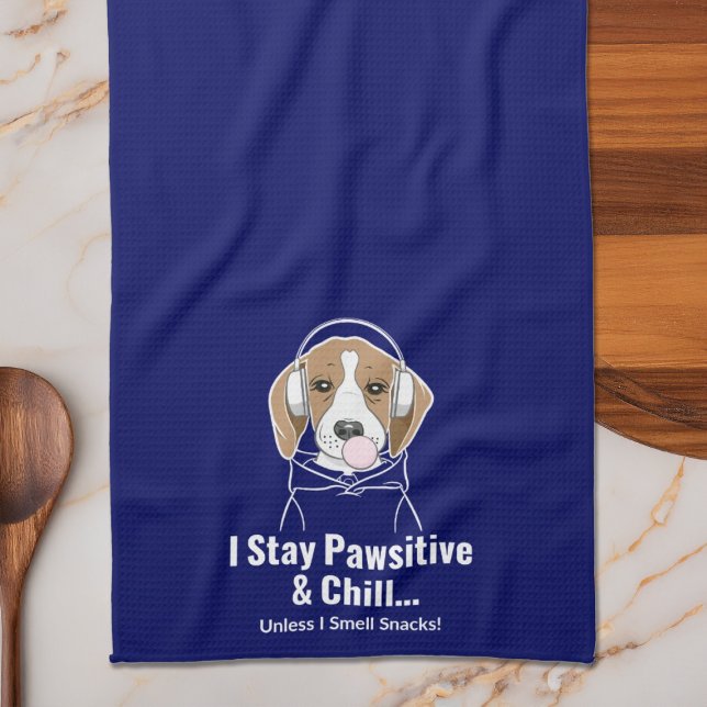 I Stay Pawsitive and Chill Beagle Funny Dog Tea Towel (Creator Uploaded)