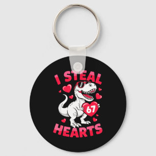 I Steal 67 Hearts Funny 67 Valentine Dinosaur Men Key Ring