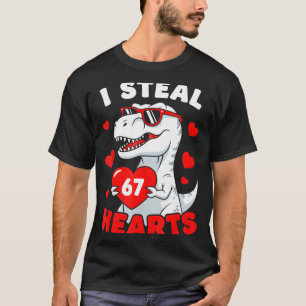 I Steal 67 Hearts Funny 67 Valentine Dinosaur Men T-Shirt
