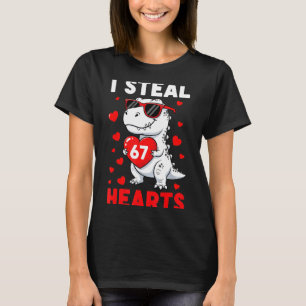 I Steal 67 Hearts Funny 67 Valentine Dinosaur Men  T-Shirt