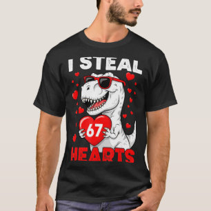 I Steal 67 Hearts Funny 67 Valentine Dinosaur Men  T-Shirt