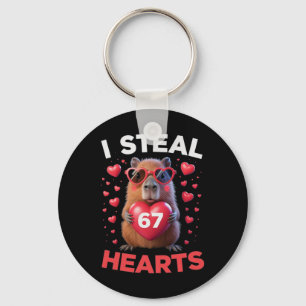 I Steal 67 Hearts Funny Capyra Valentine Birthday Key Ring