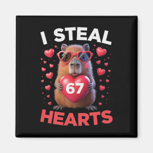 I Steal 67 Hearts Funny Capyra Valentine Birthday Magnet