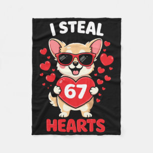 I Steal 67 Hearts Funny Chihuahua Valentine Design Fleece Blanket
