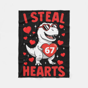 I Steal 67 Hearts T Rex Funny Valentine 67 Meme Te Fleece Blanket