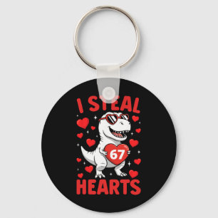 I Steal 67 Hearts T Rex Funny Valentine 67 Meme Te Key Ring