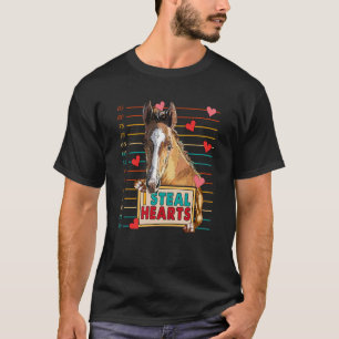 I Steal Cute Hearts Horse Farmer Valentine's Heart T-Shirt