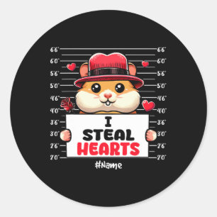 I Steal Cute Hearts Valentine's Day Hamster Owner Classic Round Sticker