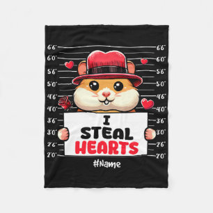 I Steal Cute Hearts Valentine's Day Hamster Owner  Fleece Blanket