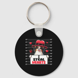 I Steal Cute Hearts Valentine's Day Papillon Dog O Key Ring