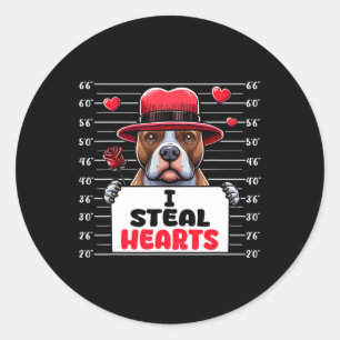 I Steal Cute Hearts Valentine's Day Pit Bull Owner Classic Round Sticker