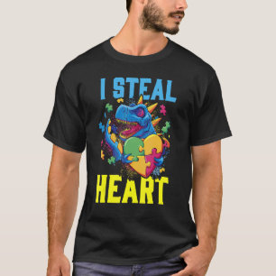I Steal Heart Dinosaur Autism Awareness T-Shirt