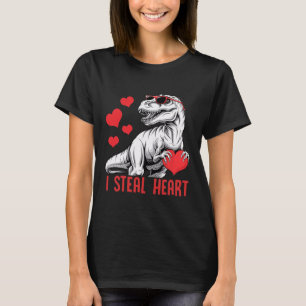 I Steal Heart T-rex Dinosaur Valentine Kids Boys  T-Shirt