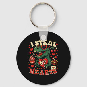 I Steal Hearts 67 Funny Valentine T-rex Dinosaur M Key Ring