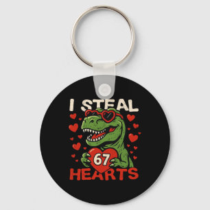 I Steal Hearts 67 Funny Valentine T-rex Dinosaur M Key Ring