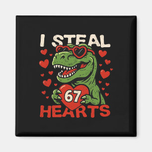 I Steal Hearts 67 Funny Valentine T-rex Dinosaur M Magnet