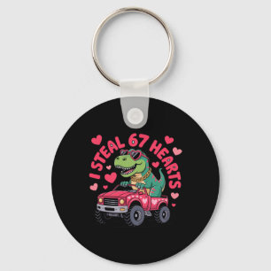 I Steal Hearts 67 T-rex Valentine’s Day Funny 6 7  Key Ring