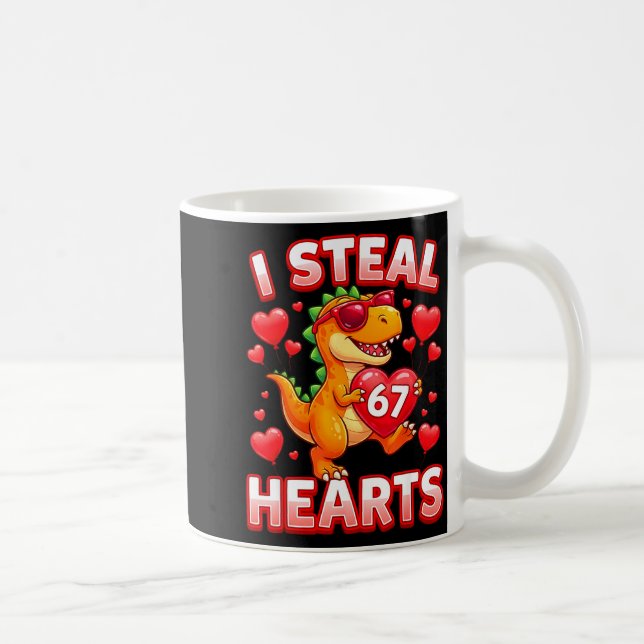 I Steal Hearts 67 Trex Kids Valentines Meme Six Se Coffee Mug (Right)