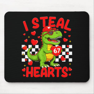 I Steal Hearts 67 Valentine’s Day 67 Dinosaur T-re Mouse Pad