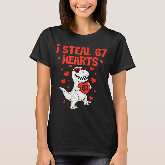 I Steal Hearts 67 Valentine’s Day 6 7 Meme Heart M T-Shirt (Front)