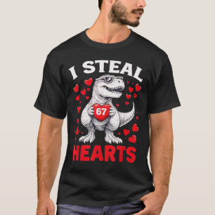 I Steal Hearts 67 Valentine T-Rex Dinosaur Love Bi T-Shirt
