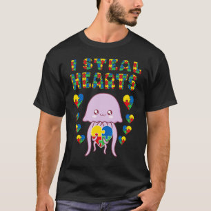 I Steal Hearts Autism Awareness Jellyfish Puzzle P T-Shirt