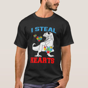 I Steal Hearts Boys Valentines Day Kids Dinosaur A T-Shirt