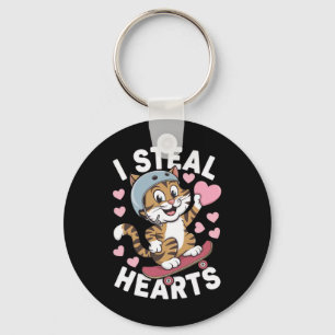 I Steal Hearts Cat Lovers Valentines Day Key Ring