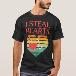 I Steal Hearts Cute Dino Valentines Day T-Shirt